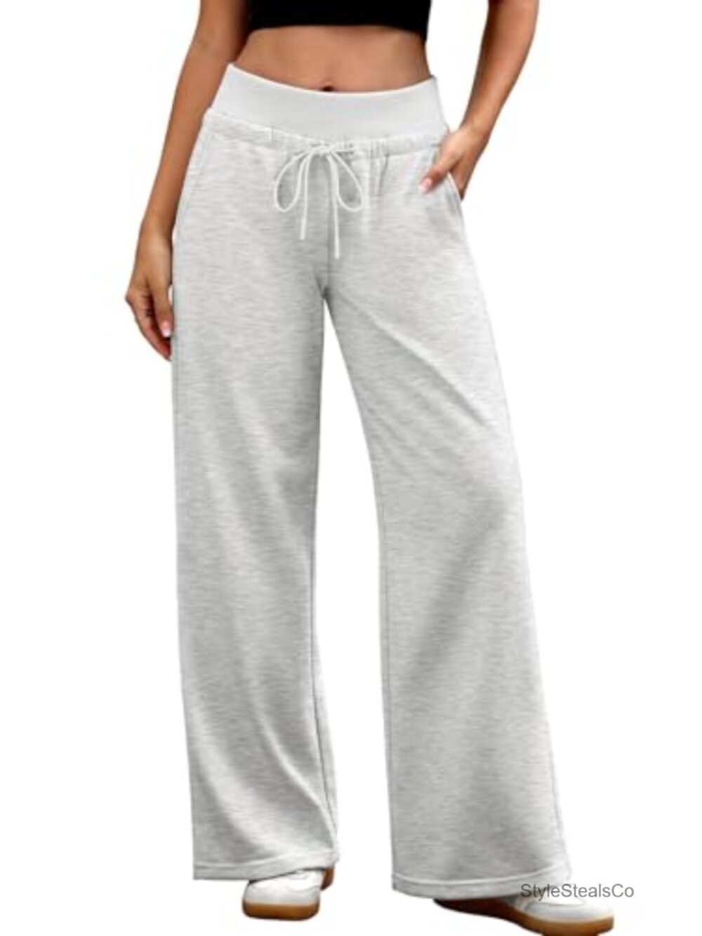 Wide Leg Baggy Sweatpants for Women with Pockets Drawstring